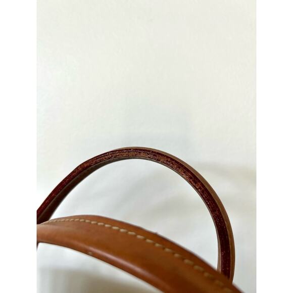 Vintage Dooney & Bourke Signature Monogram Fabric & Tan Leather Shoulder Bag - Picture 4 of 7